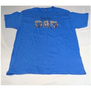 Hanes Marvel Super Dad Graphic T-Shirt Mens Large Blue Good Superhero Avengers